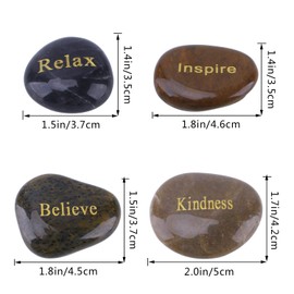 Cyanbamboo Engraved Inspirational Gift Stones Words Natural Stones Lettering for Prayer Faith Meditation (25 Different Words 1-2 inches)- Worry Stones Party Rocks with Sayings Positive Motivational