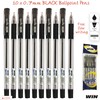 WIN 10 x 0.7mm Biro Tip Ball Pens Mystic BLACK