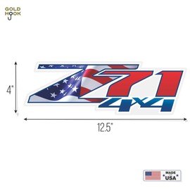 z71 4x4 Decals, Bedside Sticker for Chevy Truck (2007-2013) 1500 2500 HD (Premium Series (US Flag, Metallic Finish)