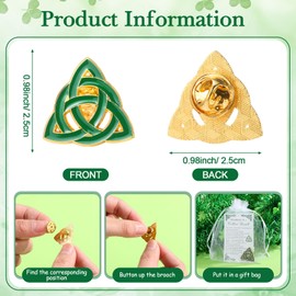 Yinkin 25 Set St. Patrick's Day Irish party favors Irish Celtic Trinity Knot Pin with Meaning Cards Organza Bags St. Patrick's Day Faith Religious Gift for Party Supplies Church Sunday School