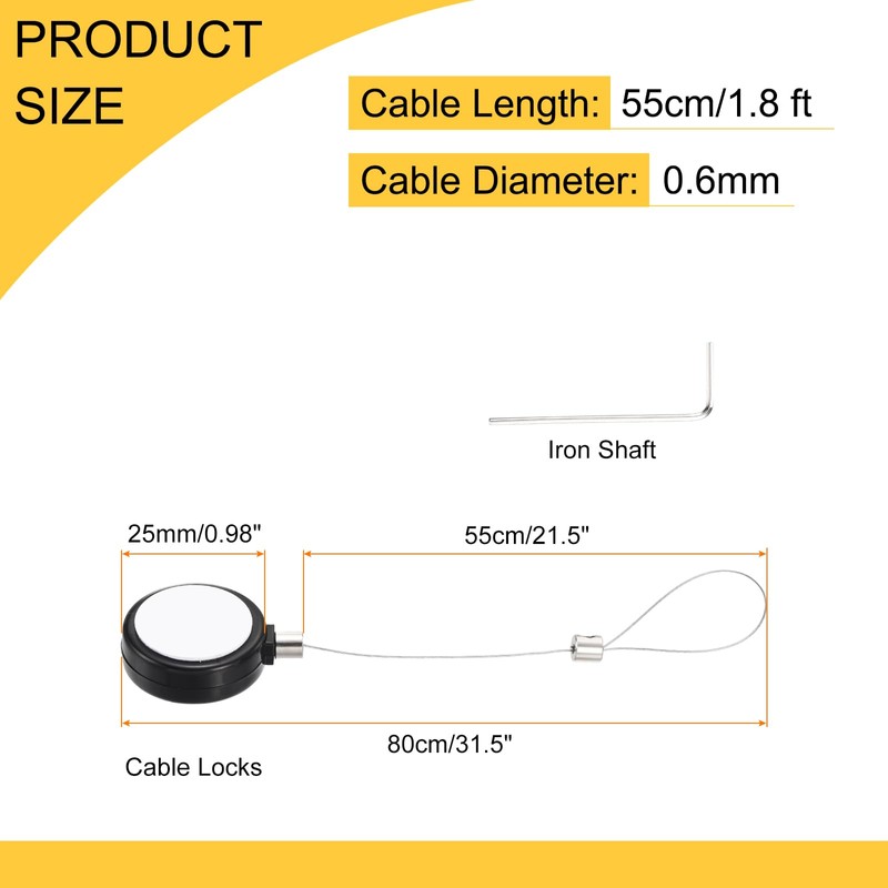 QUARKZMAN 1.8 ft Retractable Cable Lock with Latch, Remote Control