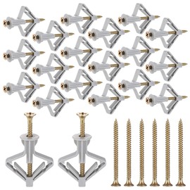 100 Pcs Plasterboard Rawl Plugs (50 Wall Plugs & 50 Screws), Heavy Duty Plasterboard Fixings, Sturdy Rawl Plugs with Cold-Rolled Steel Plasterboard Screws, Hollow Wall TV Bracket Plasterboard Fixings