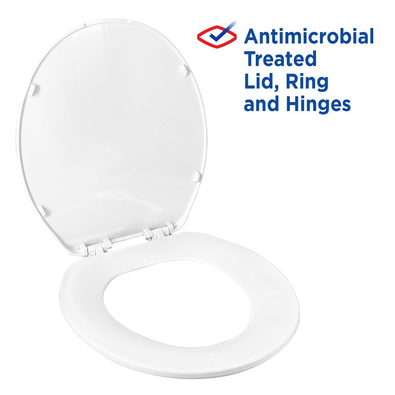 Clorox Round Beveled Plastic Toilet Seat with Easy-Off Hinges –