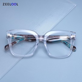 Zeelool Glasses Frame for Women, Square Eyeglasses Eyewear Frame with Clear Lens & Spring Hinges Willard ZJGA918675-03