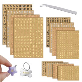 Sekonow 4 Colors Small Letter Stickers, 12 Sheets Glitter Metal Alloy Alphabet Number Stickers, Self Adhesive Mini ABC Stickers for Resin Scrapbooking with Tweezers, 3mm