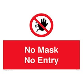 5 Stück – No Mask No Entry Schild – 200 x 150 mm – A5L