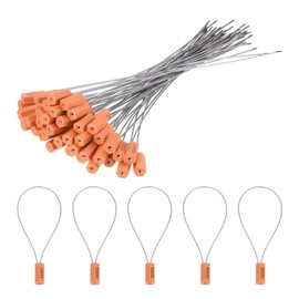 MECCANIXITY Steel Security Cable Seals 11.8 Inch Disposable Numbered Tags Anti Tamper Seal Self Locking for Truck Trailers Container Shipping Orange, Pack of 100