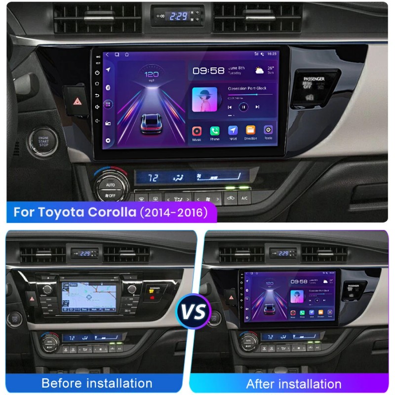 Unbranded Apple Carplay For Toyota Corolla 2014-2016 Android12 Car Stereo