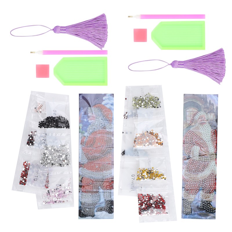 2 Set Diamond Bookmarks 5D DIY Painting Crystal Embroidery Tassel