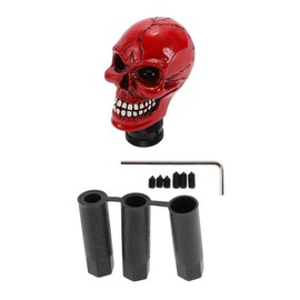 HEROFFIX 8.7cm Skull Shift Knob Universal Gear Shifter Knob Resin Stick Shifter Lever Knob for Automatic and Manual Vehicle with 3 Adapter Red 1 Set