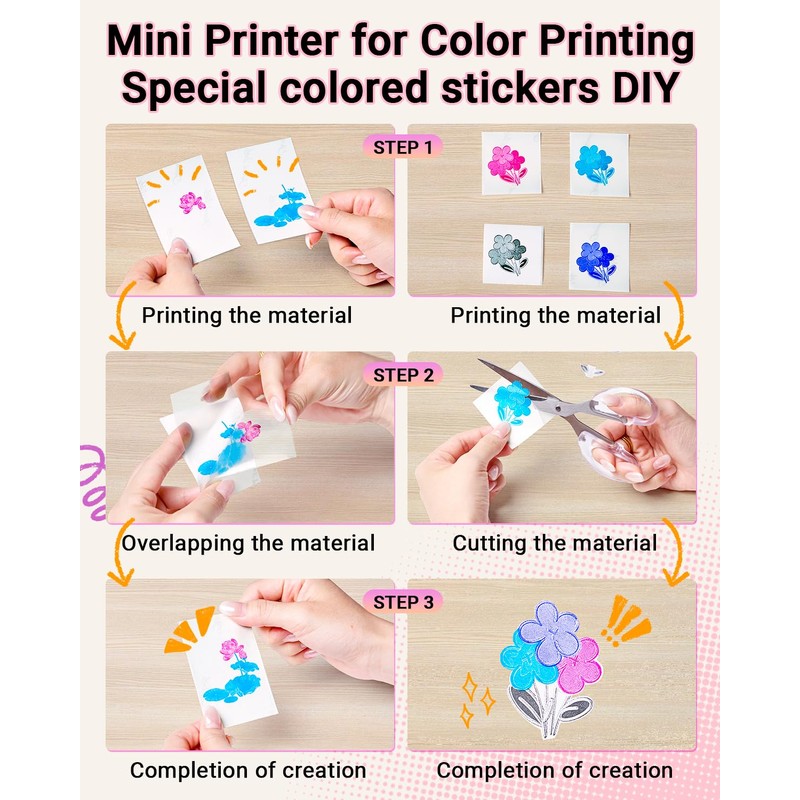 Memoking T02 Mini Printer - Print Pods Sticker Printer Portable
