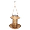 Hanging Bird Feeder Solar Powered Light Hollow Design Sturdy Stable