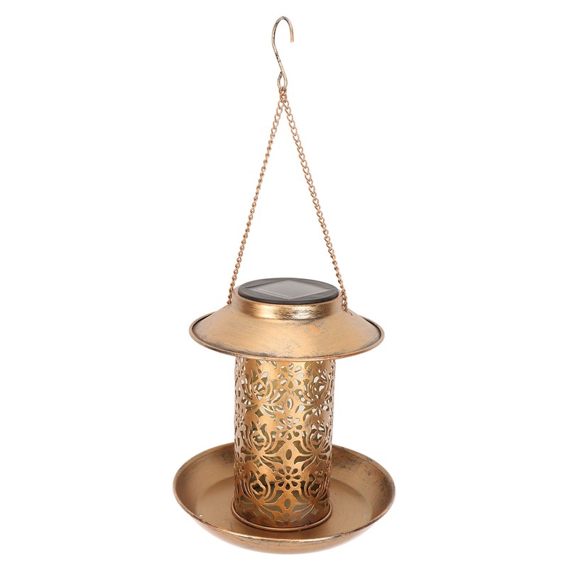 Hanging Bird Feeder Solar Powered Light Hollow Design Sturdy Stable