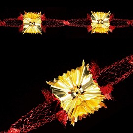 Christmas Foil Ceiling Decoration 20cm 4 Section Full Garland - Red gold Ceiling Decorations Christmas Premier by Premier