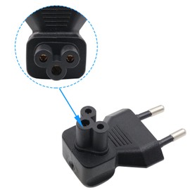 RIIEYOCA 90 Degree Right Angle Schuko Plug to IEC C5 Adapter, European Plug CEE 7/16 Male to IEC320 C5 Female Adapter for Laptop or C5 Cable Devices - Black (Pack of 2)