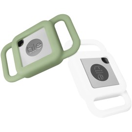 Geiomoo Silicone Case for Tile Mate 2024, 2022, 2020, Cover for Tracker Anti-Scratch, Holder Protect Finder Tag for Dog, Cat, Pets, Kids (White+Green)