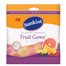 Sunkist Fruit Gems Assorted Chewy Candy 3.1 oz. - Case of 12