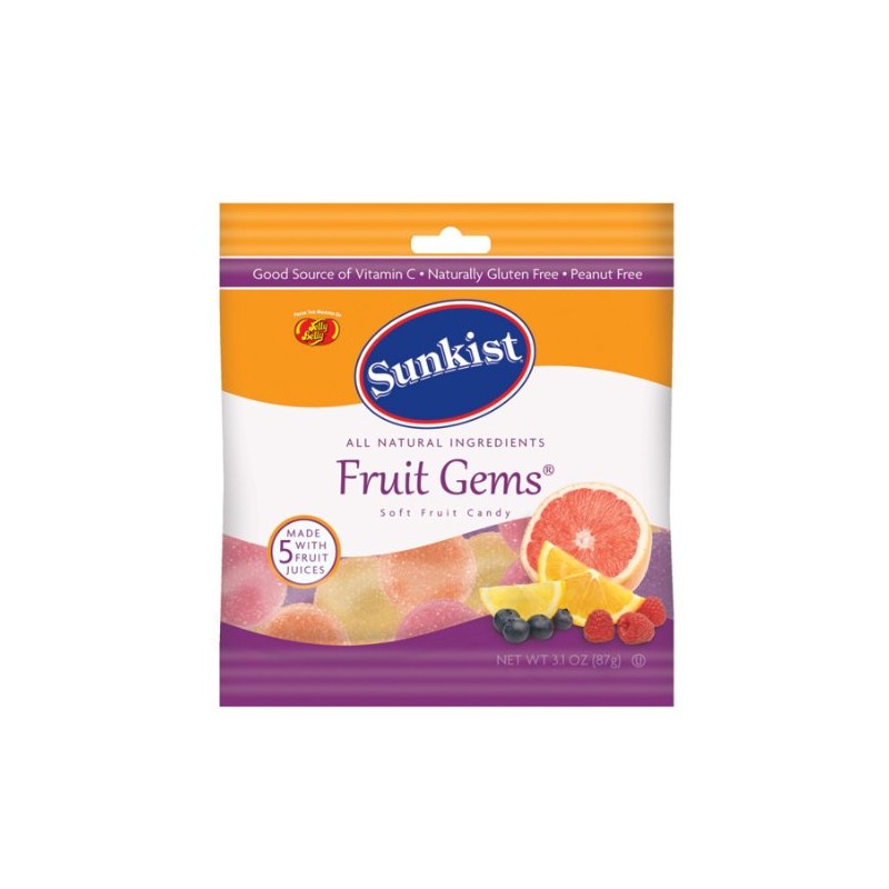 Sunkist Fruit Gems Assorted Chewy Candy 3.1 oz. - Case
