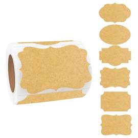 Yeachlaing Kraft Labels Stickers, 250 PCS 3" x 2" Fancy Shape Stickers Labels for Storage Box or Food Jars Holiday Present Stickers Christmas Gift Tags Stickers