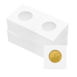uxcell Coin Flips 2" x 2", 100 Pack Cardboard Coin Holder Coin Collection Supplies Paper Coin Display Sleeves for 26.5mm/ 1" Coin Collection Supplies Collector, White