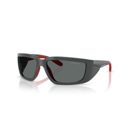 ARNETTE Men's An4355 Taggit Sunglasses, Dark Grey/Red Rubber/Polarized Dark Grey, 62 mm