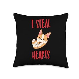 cute corgi i steal hearts Throw Pillow