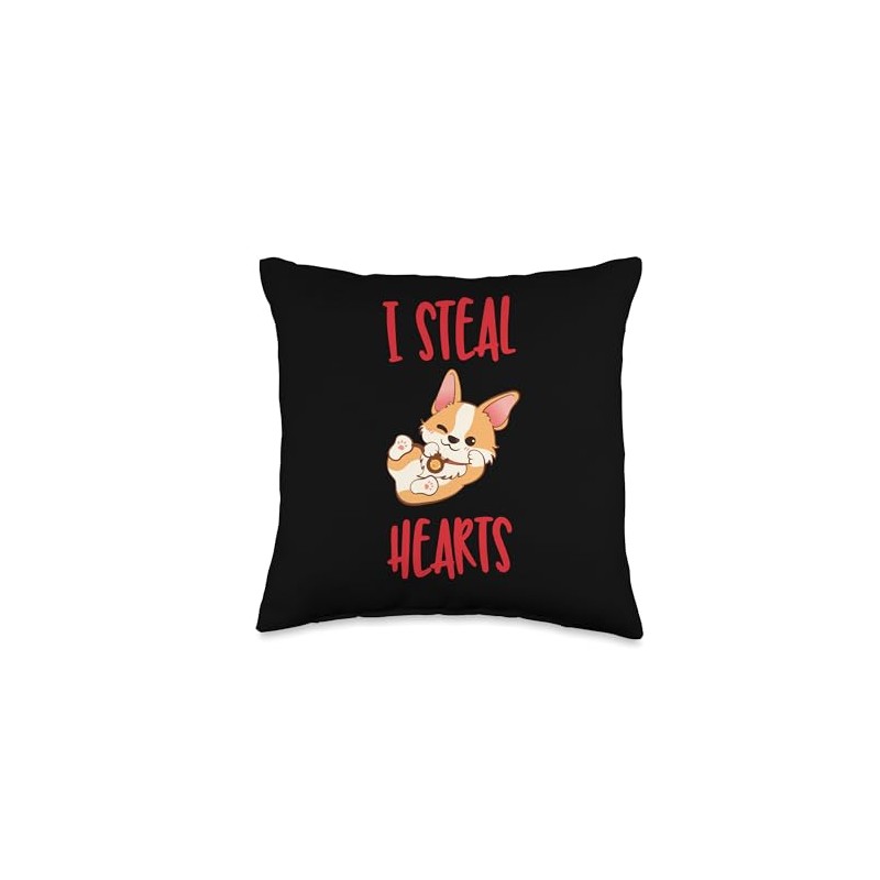 cute corgi i steal hearts Throw Pillow