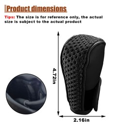 LAINLOY Car Gear Shift Knob Cover, Leather Automotive Stick Shifting Handle Knobs Protector, Anti-Slip Anti-Scratch Car Shifter Cover, Car Interior Decoration Universal for Truck, SUV, RV (Black)
