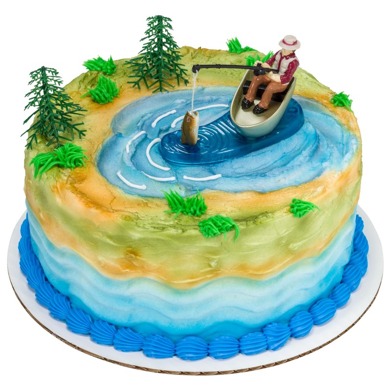 DecoPac Fisherman with Action Fish DecoSet Cake Decoration, 3 Piece