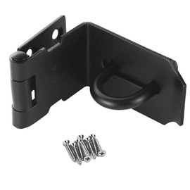 90 Degree Stainless Steel Right Angle Padlock Hasp Locking Latch - Security Door Clasp for Push/Sliding/Barn Door, 2mm Thick, Matte Black Finish