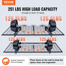 VEVOR Garage Shelving Wall Mounted, 2 x 4 ft Heavy Duty Garage Wall Shelves, 502 lbs Load Capacity Garage Storage Rack Floating Shelves, 2 Pack, Suitable for Shop, Shed, Garage Storage