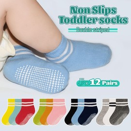 HYCLES Grippy Toddler Socks Non-Slip Baby Socks with Grips Boys Girls Sticky Socks For 1-3 Years Kids Infant Slipper Socks