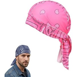 Paisley Cooling Head Scarf Cap Set, Motorcycle Pirate Head Wrap Safety Helmet Liner, Bandana Beanie