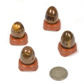 Justinstones Iron Tiger Natural Gemstone Quartz 30mm Egg Shaped Crystal Healing Chakra Energy Balancing Meditation Home Office Decor Stone with Stone Stand