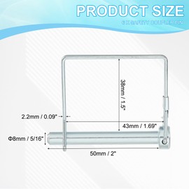 PATIKIL Trailer Coupler Pin 5/16x2" 6 Square Wires Locking Pin Shaft Lock Pin Safety PTO Hitch Pin for Agricultural Trailer Tractor Truck Boat Tow (8x50mm)