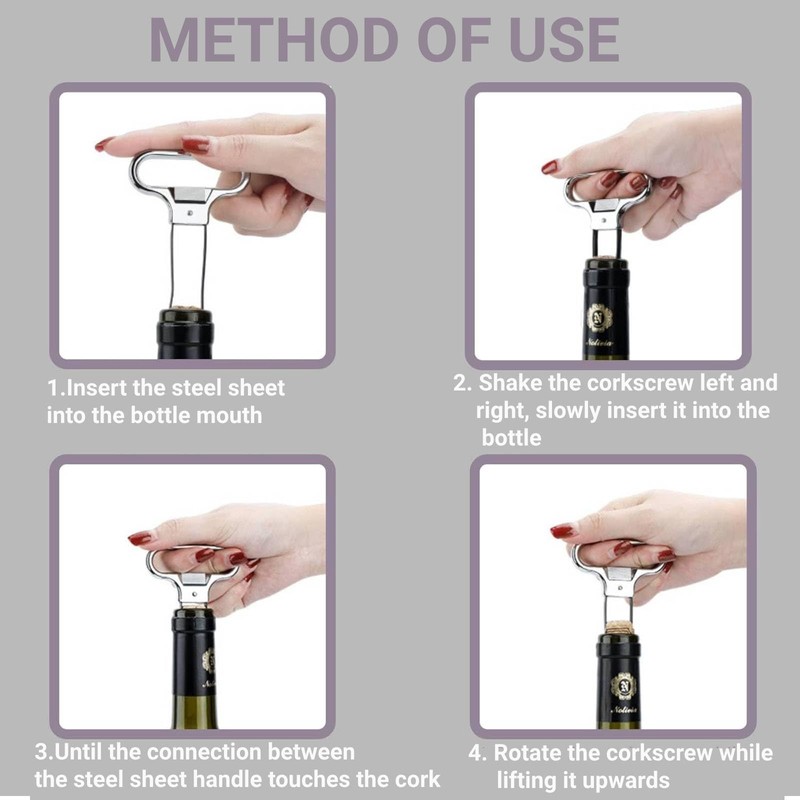 Wine Opener, Two-Prong Cork Puller with Sleek Case, Handheld Corkscrew