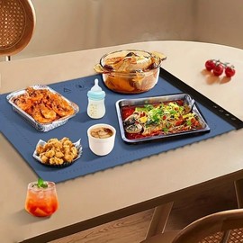 Electric Heating Mat for Food – 9 Temp Settings, Quick Heat-Up, Timer & Child Lock – Waterproof Silicone Warming Tray – Roll-Up, Dishwasher Safe – Graphene Tech for Buffets, Parties & Travel (BLUE)