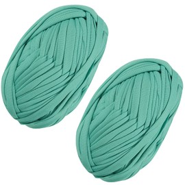 2 PCS T-Shirt Yarn Elastic Fabric Crochet Cloth Yarn for DIY Knitting, Spaghetti Yarn Thick Knitting Yarn for Hand DIY Bag Blanket Cushion Crocheting Projects,Home Decor(Mint Green)