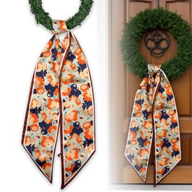 2 Pack Spring Fall Wreaths Sash for Front Door, Wreath Accessories, for Monogram Garland Ribbon, for Xmas Garland Decor Accessories Wedding Party Yard Indoor Outdoor Wall Cabinet Kitchen (G)