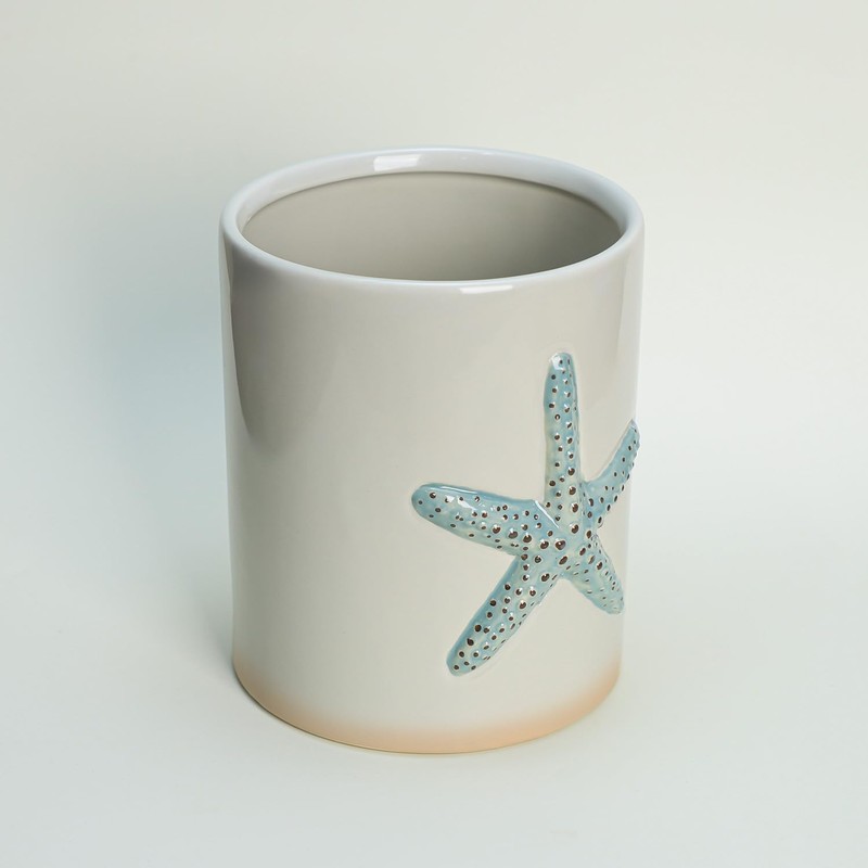 Bicuzat Ceramic Starfish Embossed Utensil Holder, Large Cooking Utensil Crocks