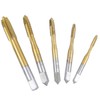 Gasea 5pcs Spiral Point Tap Set, HSS Titanium Coating Threading