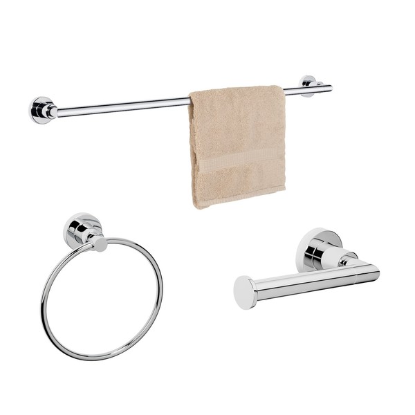 Dynasty Hardware 4000-CM-3PC Manhattan Towel Bar Set, Polished Chrome, With