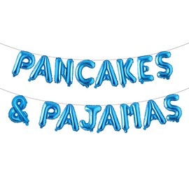 Pancakes And Pajamas Birthday Party Decorations , Slumber Sleepover Spa Party Ideas Party Favors,Pancakes Pajamas Balloons Banner Backdrop for Girls Boys Kids (PANCAKES & PAJAMAS Blue)