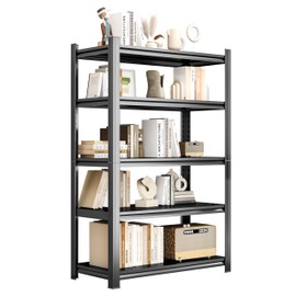 BEESTMUEBLE Tall Bookshelf with Open Shelves, Metal Office Book Shelf, Adjustable Organizer Bookcase, Standing Storage Organizer Shelf for Living Room (5tier 39.4" W x 17.7" D x 63" H)