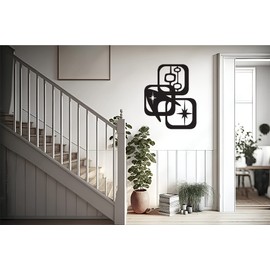 Retro Design Elements | Mid Century Modern Wall Decal | Atomic 1950s Starbursts | 60s 70s Geometric Stripes | Atomic Pattern | Vinyl Wall Decal