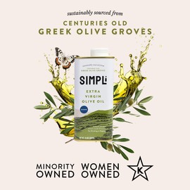 SIMPLi 100% Greek Extra Virgin Olive Oil, Olive Oil Extra Virgin Cold Pressed from Koroneiki Olives, Single Origin from Sparta with Bright Peppery Flavor, 16.9 OZ