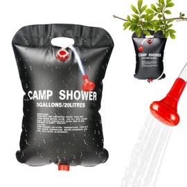 Gohytal Solar Shower Bag, 5 Gallons 20L Camping Solar Shower Bag, Heating Camping Showerbag Temperature Indicator Hot Water Hiking Climbing Outdoor Picnic Beach (2)