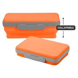 It's Academic Flexi Storage Box with Lid, Collapsible Pencil Case Design for Craft and School Supplies, Orange