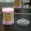 Clear Cotton Jar Containers,Plastic Apothecary Jars Qtip Holder, 2Pcs Qtip