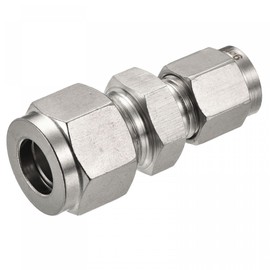 sourcing map Compression Tube Fitting 304 Stainless Steel 6mm x 10mm Tube OD Double Ferrule Straight Coupling Adapter